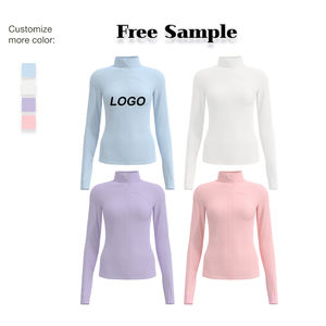 Veste de sport zippée à manches longues de haute qualité pour femmes, vêtements de fitness en gros avec trous pour les pouces, haut de yoga respirant - Product Image 2