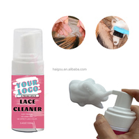Shampoo pour perruques à base d'huile de coco avec étiquette personnalisée et logo, nettoyant moussant pour dentelle avec brosse de nettoyage