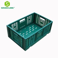 Bac de stockage en plastique PP empilable, pliable et emboîtable Sinocube avec côtés ventilés, caisses de transport en vrac, boîte logistique