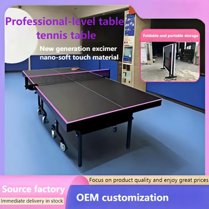 Mesa de Tenis de Mesa Plegable Móvil de Alta Densidad para Interiores, Estándar Doméstico, de Fibra de Madera, Grado Competición - Product Image 2