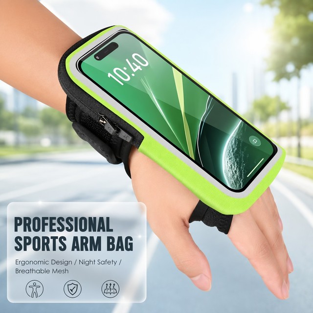 Waterproof Running Armband for 7 Inch Phone Reflective Strip Sweatproof Sport Pouch Adjustable Gym Arm Band Gear for Jogging