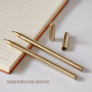 Bolígrafo brillante hecho a mano dorado Vintage portátil logotipo personalizado suministros de papelería pluma novedad latón pesado cobre Gel pluma <span class=keywords><strong>para</strong></span> regalos - Product Image 4