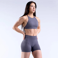 Soutien-gorge de sport grande taille personnalisé à col montant – Dos croisé, respirant, séchage rapide, sans coutures, finition lavée, maintien élevé pour l'entraînement