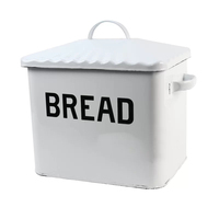 Boîte à pain en émail avec couvercle, pot de farine avec logo personnalisé imprimé de couleur blanche de 10 cm 20cm 22cm 24cm 26cm