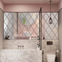 Autocollants muraux miroir à motif diamant, auto-adhésifs, décoratifs, design losange pour murs de fond, fournis directement par l'usine