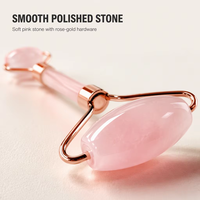 Outils de soin de la peau en gros, rouleau de massage facial en cristal naturel personnalisé, rouleau de massage facial en quartz rose, ensemble Gua Sha