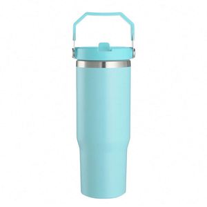 Bouteille d'eau isotherme en acier inoxydable 304 de 30 oz avec paille rabattable, finition mate, pour sublimation et impression par transfert thermique, idéale pour l'extérieur - Product Image 2