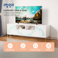 Nouveau Design Meuble TV de Salon en Acier à Monter, Table Rangement Moderne en Métal Avec Motif