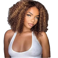 Expédition immédiate : Perruque Bob bouclée profonde en cheveux vierges indiens, densité 180%, avec base en dentelle transparente, style baby hair, mélange brun chocolat