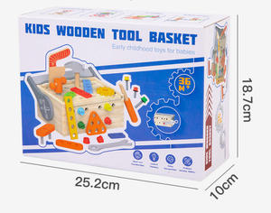 Ensemble d'outils <span class=keywords><strong>en</strong></span> <span class=keywords><strong>bois</strong></span> pour enfants <span class=keywords><strong>en</strong></span> gros, style Montessori, avec vis et écrous à démonter et assembler, blocs de construction, établi, jouets de jeu de rôle précoce - Product Image 6