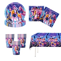 Nuevo set de artículos de mesa para fiesta de cumpleaños con temática coreana HUNTR/X, decoración para crear ambiente de cumpleaños.