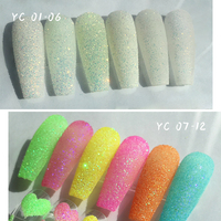 Poudre Lumineuse Bojun YC Vert Néon Fluorescent pour Ongles, 12 Grilles, Pigment Réfléchissant 3D pour Nail Art
