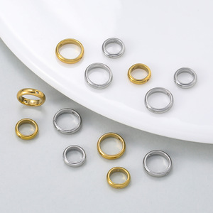 Stainless Steel Electroplated Wide Body Smooth Beaded Frame Connecting <b>Ring</b> For Bracelet Making DIY Jewelry Accessory Material - Product Image 1