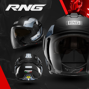 Casque de <span class=keywords><strong>moto</strong></span>/véhicule électrique demi-face certifié DOT, modèle neuf de la marque RNG, 25 ans d'expérience, fermeture rapide, design graphique - Product Image 4