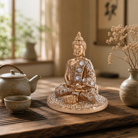 Statue de Bouddha Bougeoir Résine Peint à la Main Méditation Figurine Bouddha Décoration Intérieure Table Cadeau Zen