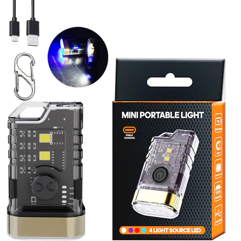 1000 Lumens EDC Đèn pin UV ánh sáng Mini Đèn pin 9 chế độ đa chức năng Túi đèn pin với ánh sáng màu đỏ ánh sáng