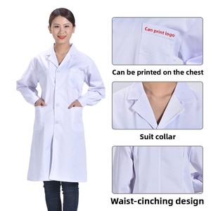 <span class=keywords><strong>Camice</strong></span> da Laboratorio in Cotone e Poliestere Dobby Bianco, Maniche Lunghe con Logo, per Studenti, Farmacisti, Ospedali, Medici, Estetisti e Personale Medico - Product Image 3