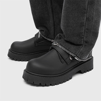 Chaussures de sport décontractées noires pour hommes, à plateforme, à lacets, à semelle épaisse, avec fermeture éclair, confortables, antidérapantes, pour les trajets quotidiens