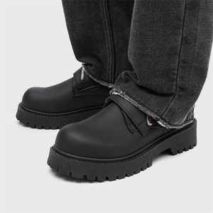 Chaussures de sport décontractées noires pour hommes, à plateforme, à lacets, à <span class=keywords><strong>semelle</strong></span> épaisse, avec fermeture éclair, confortables, antidérapantes, pour les trajets quotidiens - Product Image 3