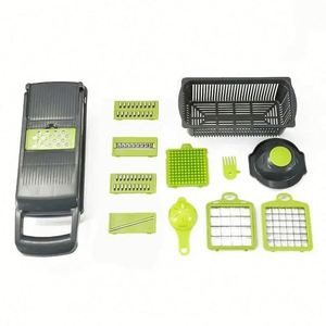 Multifunctional Manual Stainless Steel 14-Piece Adjustable Eco-Friendly <b>Vegetable</b> Slicer Press Knife Container Dishwasher Tool - Product Image 5