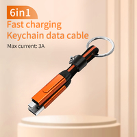 Cadeaux promotionnels 6 en 1 câble de charge rapide PD 60W tressé Portable porte-clés câble de données pour téléphone portable