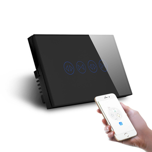 US Standard Touch Glass Panel Double Key Rideau Switch Smart Life Tuya App <span class=keywords><strong>WiFi</strong></span> Commande Vocale Domotique Smart Wall Switch - Product Image 3