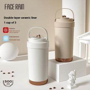 Nouvelle tasse isotherme en acier inoxydable 316 avec doublure en céramique, classique, portable, grande capacité, double paille, gobelet de voyage pour femme - Product Image 1