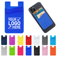 Porte-cartes de téléphone portable en silicone personnalisé, durable, antidérapant, avec adhésif pour l'arrière du téléphone, double couche, en silicone