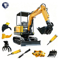 Mini-excavatrice 1 tonne, petite pelle sur chenilles hydraulique compacte avec cabine, machine agricole et de jardin, haute efficacité, pompe à engrenages et moteur