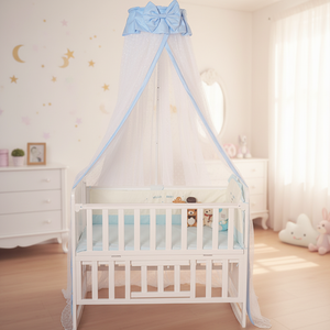 Zanzariera a cupola con fiocco decorativo, elegante zanzariera per culla con supporto da terra - Product Image 1