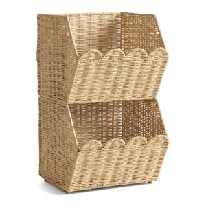 Rattan Storage <b>Basket</b> <b>Large</b> Stackable Desktop Organizer For Books And Sundries Eco Friendly Rectangle Shape L Size - Product Image 5