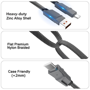 Câble de charge rapide 4 en <span class=keywords><strong>1</strong></span> 60W Câble USB de type C Cordon de données de charge rapide pour iPhone Samsung Huawei Chargeur de téléphone Câble USB - Product Image 5