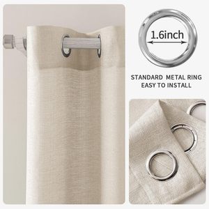 Rèm vải lanh màu be tự nhiên cho phòng ngủ phòng khách trang trại Kết cấu vải bố nhìn ánh sáng lọc riêng tư dệt cửa sổ bóng râm - Product Image 6