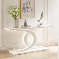 Table d'appoint en dalle de roche de style nordique moderne, crème, luxe léger italien, blanc laiteux, design pour entrée et séparation murale