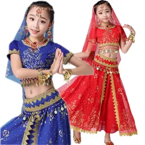 Wholesale magnificent children's performance Bollywood Indian dance clothing complete set