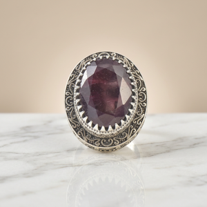 Moku Jewellery Beautiful Design Vintage Bohemian Style Sterling 925 <b>Silver</b> Oval Big Natural Garnet Gemstone Bezel Set <b>Ring</b> <b>Men</b> - Product Image 6