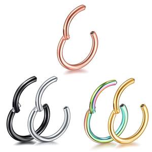 Acero quirúrgico con bisagras Clicker segmento nariz anillos aro hélice cartílago <span class=keywords><strong>Daith</strong></span> Tragus Sleeper pendientes cuerpo Piercings para Mujeres Hombres - Product Image 4