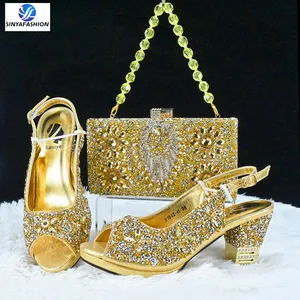 Sinya Hot Selling Elegant Shoes and Bags High Heel African Style Ladies Matching Shoes And Bags Set For Women Wedding Party