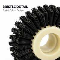 Brosse industrielle à roulettes, couleur et taille personnalisées, avec trou central, pour les applications de nettoyage des surfaces de machines