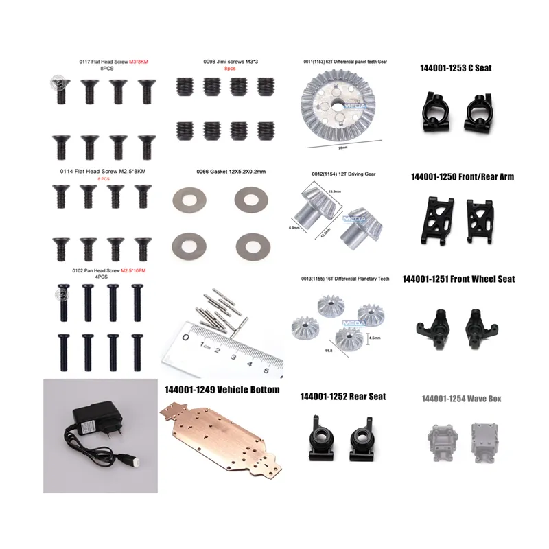 WLtoys 1/14 RC Auto Ricambi 144001 di Parti Originali 0066-1255 set di Guarnizioni Differenziale albero A Vite del Caricatore di Ricambio per 144001