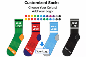 Custom Athletic Crew <strong>Socks</strong> With Breathable Moisture Wicking Cotton Nylon Spandex Blend - Product Image 2