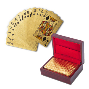 Jeu de cartes à jouer, modèle européen, plaqué <span class=keywords><strong>or</strong></span> 24k, Full Poker, boîte en bois, automobile - Product Image 1
