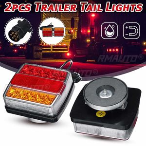 2 pièces Feux arrière LED magnétiques 12V pour camion, éclairage de plaque d'immatriculation, feu stop, signalisation pour remorque, caravanes, camping-cars, VTT, bateau IP68 - Product Image 1