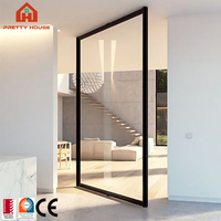 Puerta Pivotante de Entrada Principal Automatizada Moderna para Villa, Puerta Frontal de Aluminio y Vidrio de Lujo para Apartamento