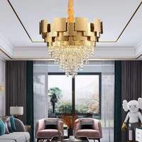 Plafonnier Moderne Led Restaurant hôtel salon connecteur anneaux de luxe k9 lustre en cristal