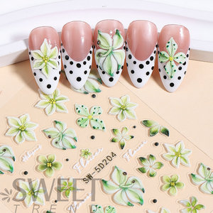 TSZS - Adhesivos Decorativos para <span class=keywords><strong>Uñas</strong></span> con Flores Hawaianas en Relieve 5D, Diseño Floral Verde, Lirios, Autoadhesivos, Venta al por Mayor - Product Image 4