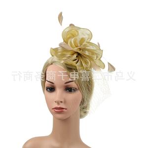 2401 erxi organza headwear Jockey Club malla accesorios para el cabello bola nupcial sombrero de copa diadema horquilla estilo dual - Product Image 4