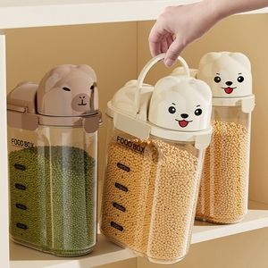Cute Bear Airtight Food <b>Storage</b> <b>Container</b>, Large Kitchen Pantry Organizer for Cereal & Pet Food, Transparent Dry Grain Dispenser - Product Image 5