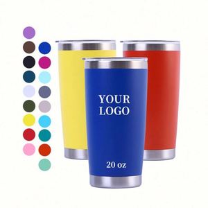 Taza de Café con Leche de Doble Pared, Personalizada con Logotipo, de Acero Inoxidable con Recubrimiento en Polvo, 20 oz, con Tapa Deslizante, Venta al Por Mayor - Product Image 1