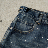 Shorts en jean délavé sur mesure pour hommes, style streetwear, avec strass et impression à chaud, coupe ample, respirant, service OEM/ODM